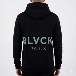 Blvck Paris Contemporary Unisex Size XS Classic Black Hoodie Back Logo Pullover